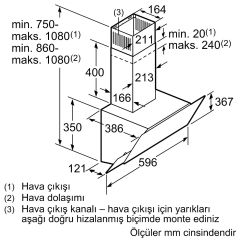 Bosch DWK68AK60T Siyah Cam Duvar Tipi Davlumbaz