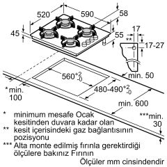 Bosch POP6C6O90O Doğalgazlı Siyah Cam Ankastre Ocak