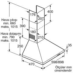 Bosch DWP64CC20T Beyaz Duvar Tipi Davlumbaz
