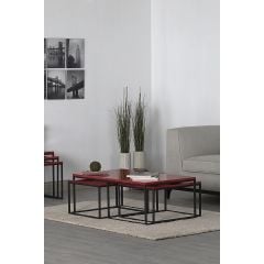 Sonorous Crystal Red Üçlü Kırmızı Sehpa Takımı