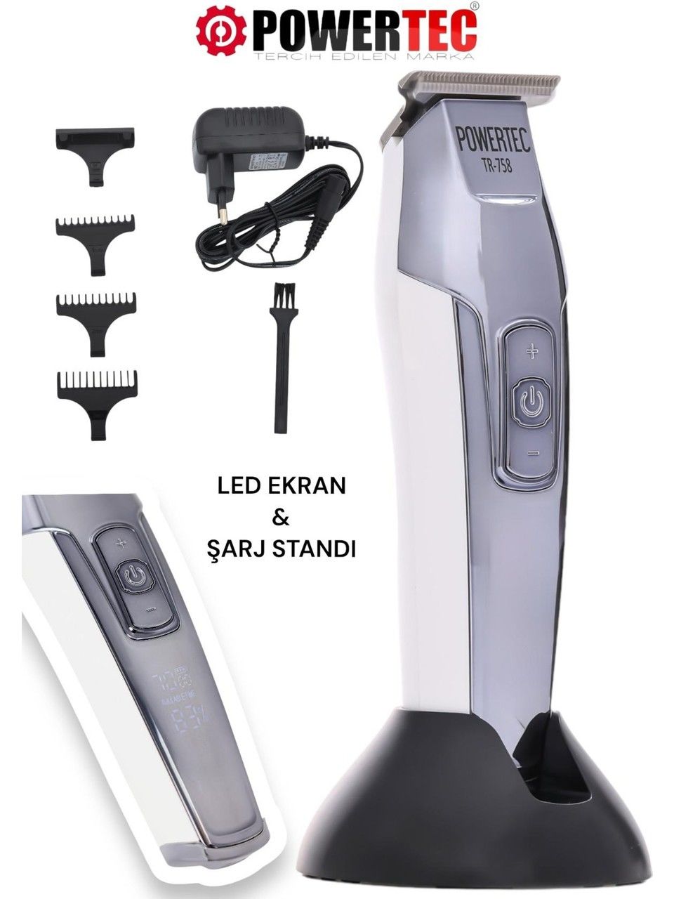 Powertec TR-758 Profesyonel Tıraş Makinesi - Uzun Süreli - Sakal ve saç bakımı
